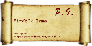 Pirók Irma névjegykártya